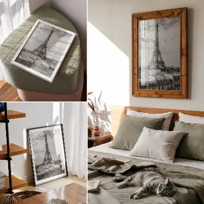 Poszternyomat elegáns modern Eiffel-torony szürke perspektívában