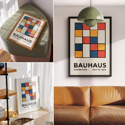 Geometriai alakzatok minimalista stílusban retro plakát