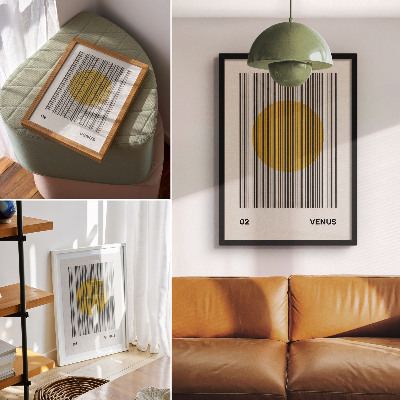 Poszter Kontraszt vonalak sárga kör op art
