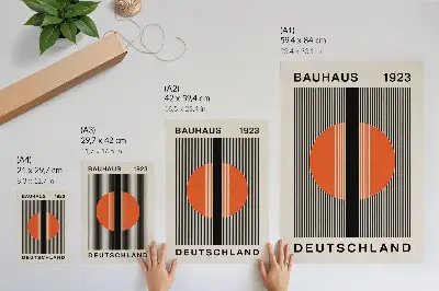 Retro plakát geometrikus motívummal fekete és narancssárga kontrasztban