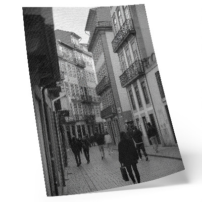 Retro plakát Utcai fekete-fehér építészeti emberek