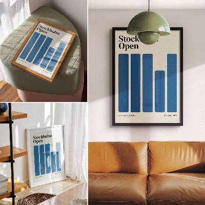 Retro plakát Minimalista grafika kék téglalapokkal