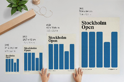 Retro plakát Minimalista grafika kék téglalapokkal