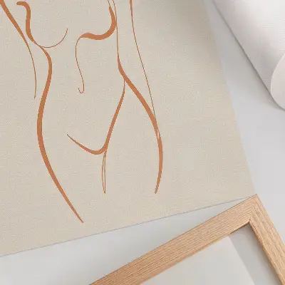 Poszter nyomtatás minimalista női körvonal kompozíció elegáns stílusban