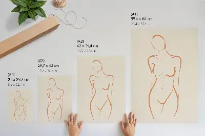 Poszter nyomtatás minimalista női körvonal kompozíció elegáns stílusban