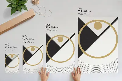 Retro plakát geometrikus mintával és kontrasztos színekkel modern stílusban