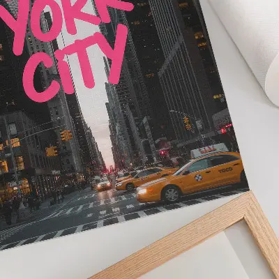 Poszter modern felhőkarcolók rózsaszín részletekkel