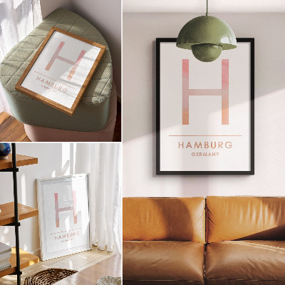 Poszter nyomtatás Minimalista H betű modern részletek pasztell árnyalatok
