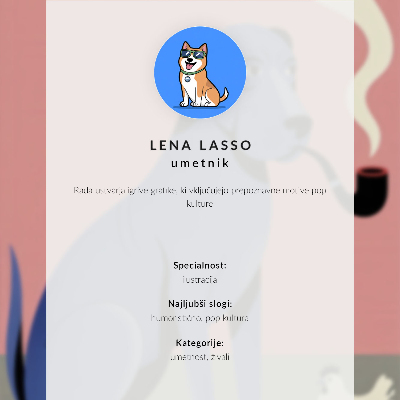 Retro plakát Kék kutya pipatyúkkal rózsaszín háttérrel