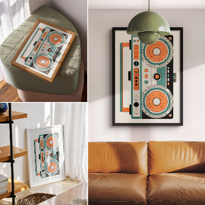 Retro plakát Retro stílus kifejező formákkal és kontrasztokkal