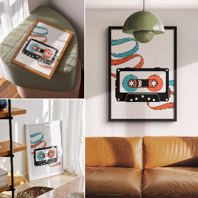 Poszter nyomtatás Retro pop art kazetta színes jelölésekkel