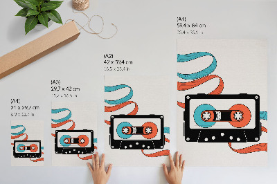 Poszter nyomtatás Retro pop art kazetta színes jelölésekkel