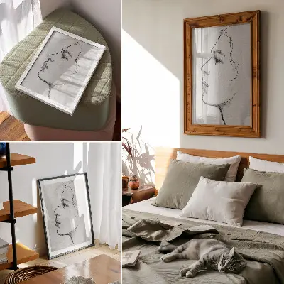 Minimalista arckontúr modern vázlat poszter