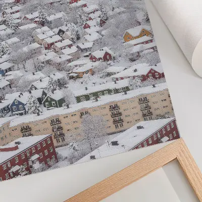 Poszter színes házak a téli hegyek harmóniájával