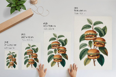 Poszter Hamburgerek növők egy zöld fa ágain