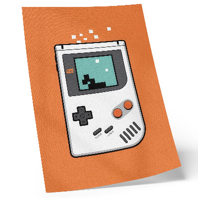Poszter nyomtatás Retro konzol pixel képernyő narancssárga háttér