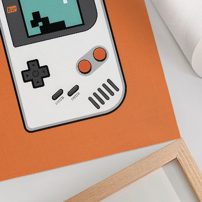 Poszter nyomtatás Retro konzol pixel képernyő narancssárga háttér