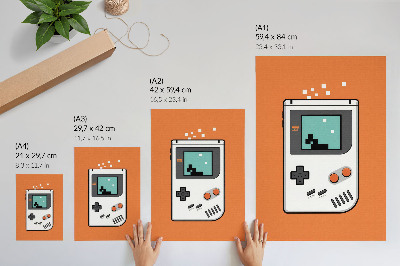 Poszter nyomtatás Retro konzol pixel képernyő narancssárga háttér