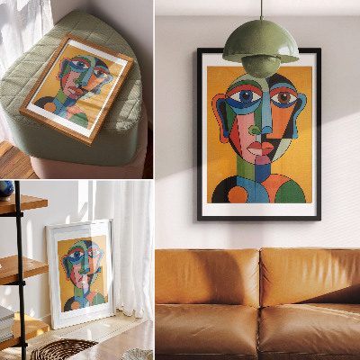 Poszter nyomtatás Geometrikus portré élénk színekkel modern stílusban