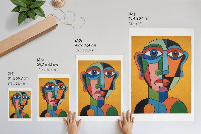 Poszter nyomtatás Geometrikus portré élénk színekkel modern stílusban