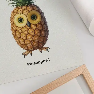 Ananász és bagoly mintás retro plakát fantasztikus kombinációval