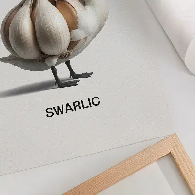 Poszter hattyú és fokhagyma szürreális kompozíció