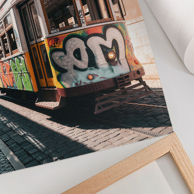 Poszter nyomtatás Villamos graffiti városi utcai építészet