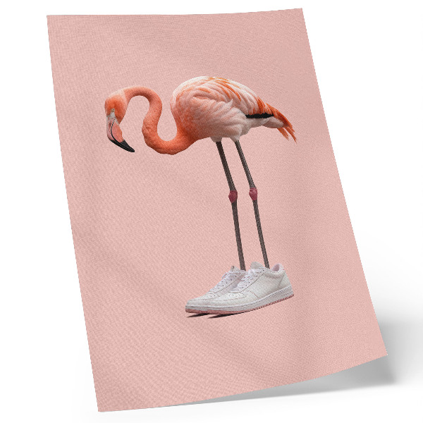 Poszter nyomtatás Flamingo rózsaszín sportcipő rózsaszín háttér