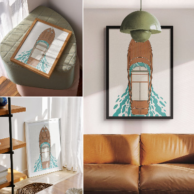 Poszter nyomtatás Egy jacht eleganciája, vonalak, szimmetria, minimalizmus
