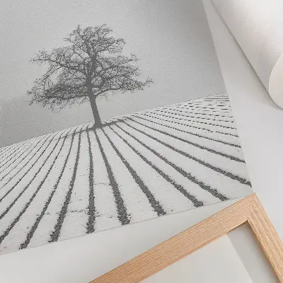 Poszter fa a hóban téli táj minimalista stílusban