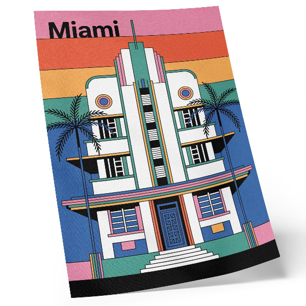 Poszter Art deco trópusi színek pálmafák energia Miami