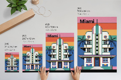 Poszter Art deco trópusi színek pálmafák energia Miami