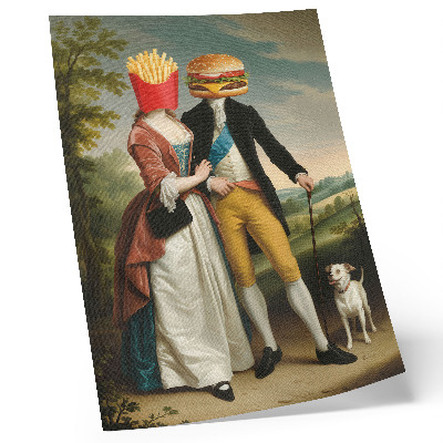 Poszter nyomtatás Szürreális jelenet humor fejek sült krumpli hamburger