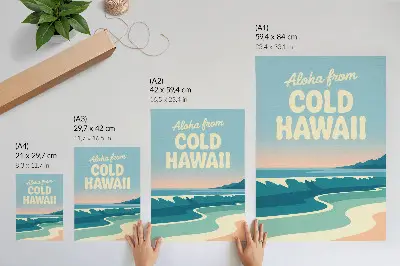 Retro plakát modern tipográfiás tájkép strand motívummal