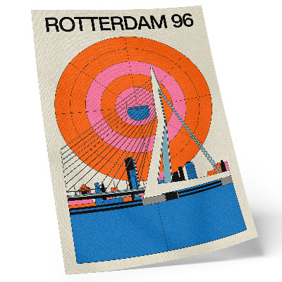 Retro plakát Híd és város geometrikus mintákban