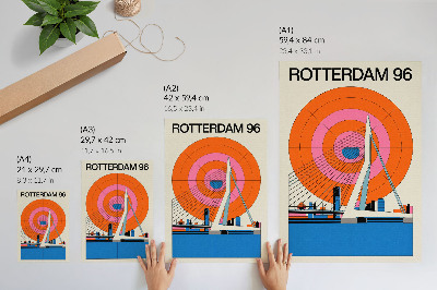 Retro plakát Híd és város geometrikus mintákban