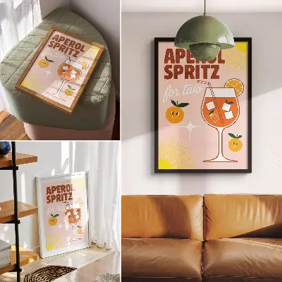Retro plakát narancssárga mosolygós gyümölcs felirattal