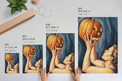 Poszter Narancssárga tök sötétkék háttér szürrealizmus