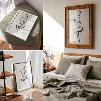 Retro plakát minimalista fekete-fehér sziluett mintával