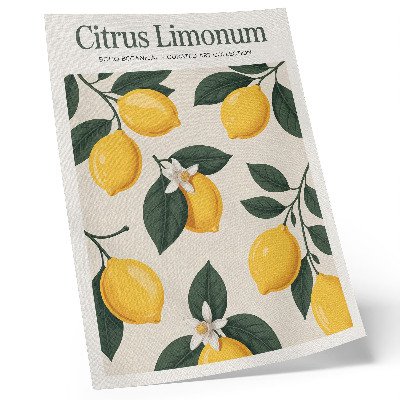 Retro plakát Lédús citrom zöld levelek krém háttér