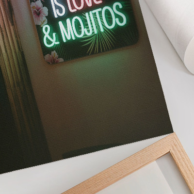 Retro plakát Neon betűkkel trópusi levelek élénk színek nyár