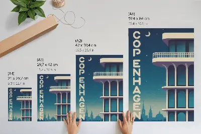 Esti város modern építészet retro plakát