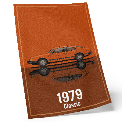Poszter Retro autó narancssárga vintage stílusú tükörben