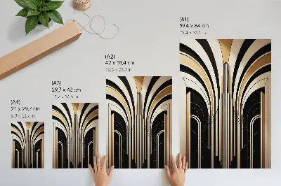 Poszter modern boltíves art deco mintázat kontrasztos stílusban