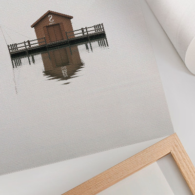 Poszter nyomtatás Minimalista faház a vízparton