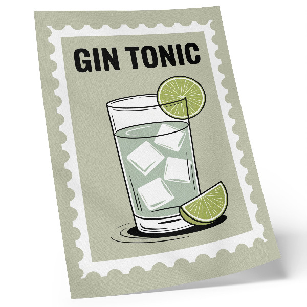 Retro plakát A felirat GIN TONIC zöld és fehér elemek
