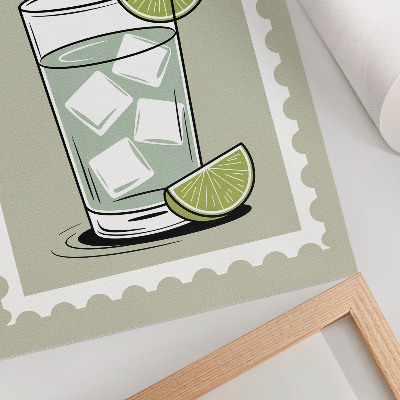 Retro plakát A felirat GIN TONIC zöld és fehér elemek