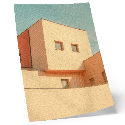 Retro plakát Geometrikus építészet bézs homlokzat