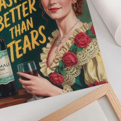 Retro plakát Retro elegancia nő borral és felirattal