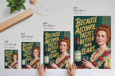 Retro plakát Retro elegancia nő borral és felirattal